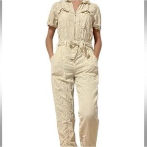 BDG cream utility jumpsuit with tie